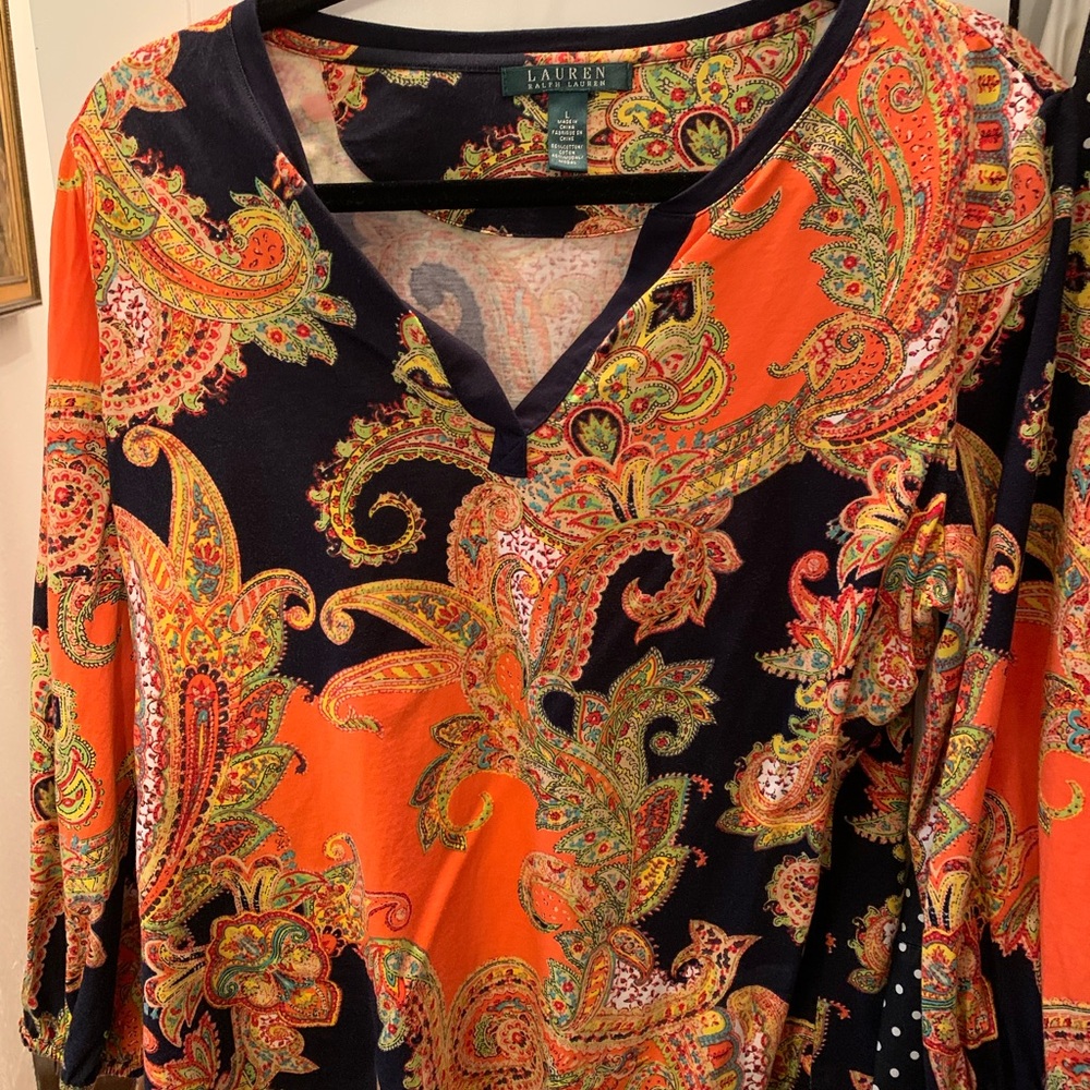 Ralph Lauren Paisley Blouse - Orange and Black